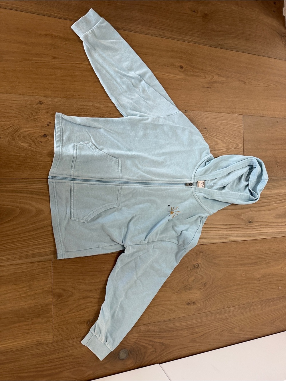 Roxy Light Blue Kids Hooded Zip-Up Jacket